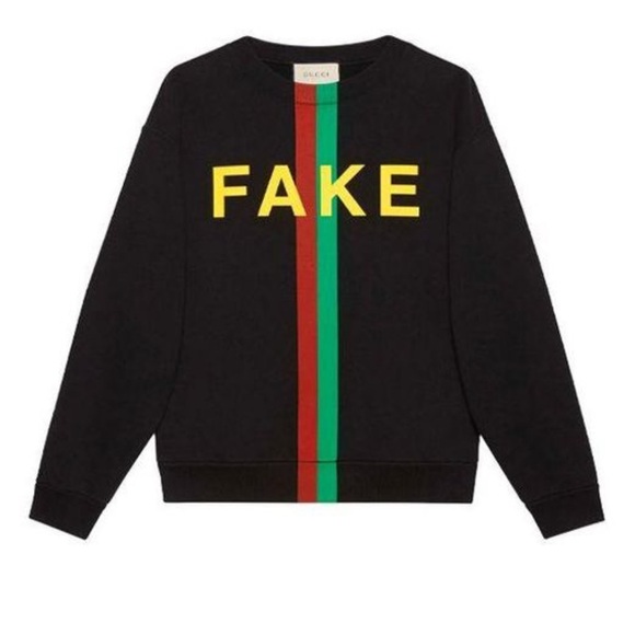 Gucci “Fake/Not” Print Cotton Jersey Sweatshirt 'Black' - Picture 11 of 11